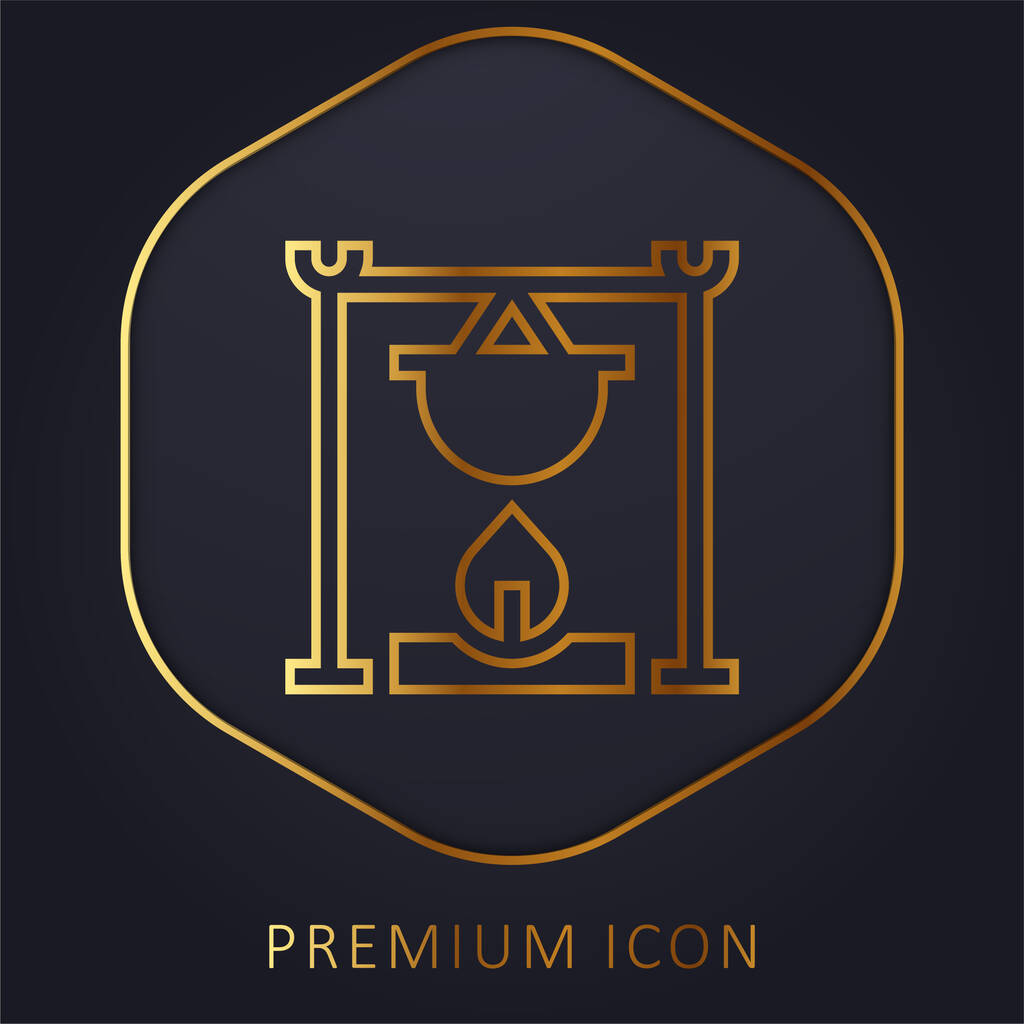 Złota linia Bonfire logo premium lub ikona - Wektor, obraz