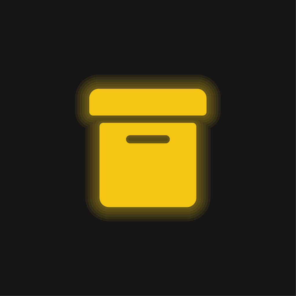 Box Side View κίτρινο λαμπερό νέον εικονίδιο - Διάνυσμα, εικόνα