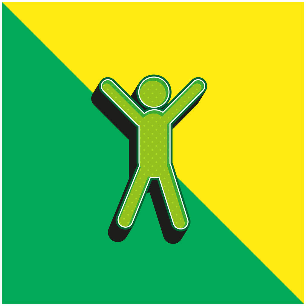 Arms Up Green and yellow modern 3d vector icon logo - Vector, Image