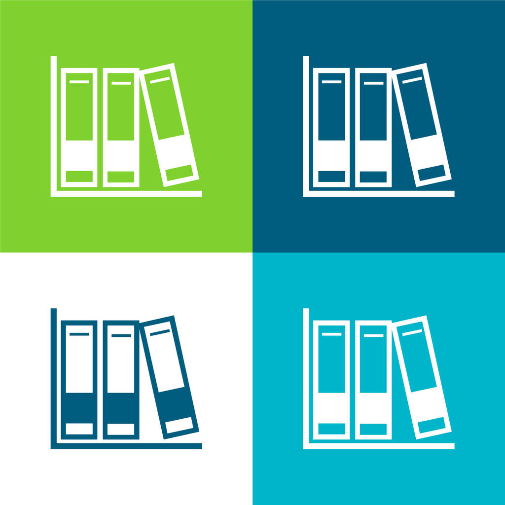 Könyvek Tanulmányi Lapos négy szín minimális ikon készlet - Vektor, kép