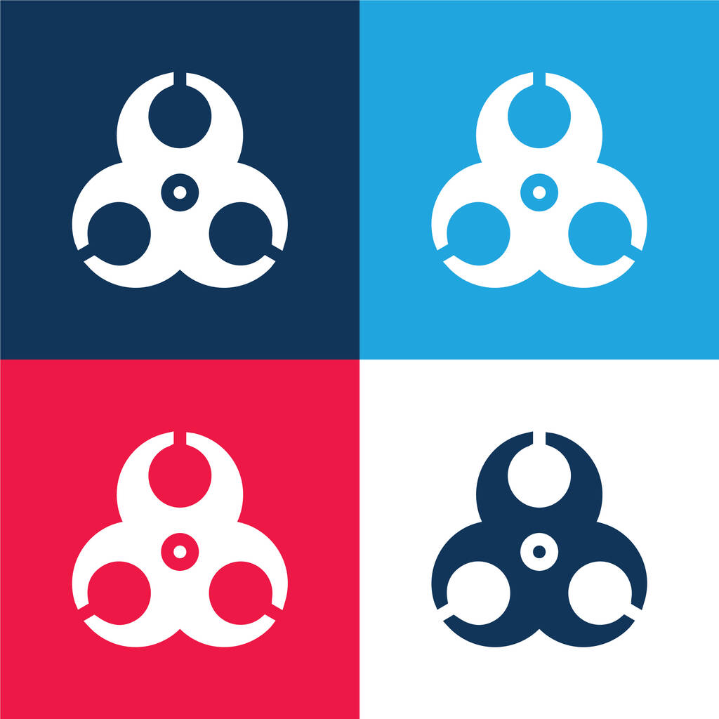 Set di icone minimali a quattro colori blu e rosso Biohazard - Vettoriali, immagini