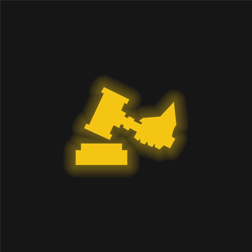 Açık arttırma sarı parlayan neon simgesi - Vektör, Görsel