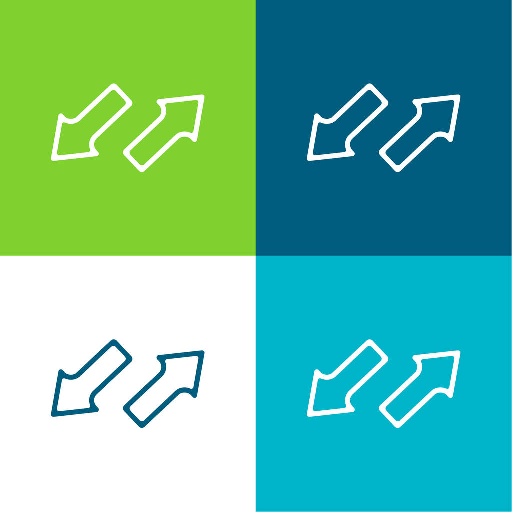 Nyilak pár mutató ellentétes irány Lapos négy szín minimális ikon készlet - Vektor, kép