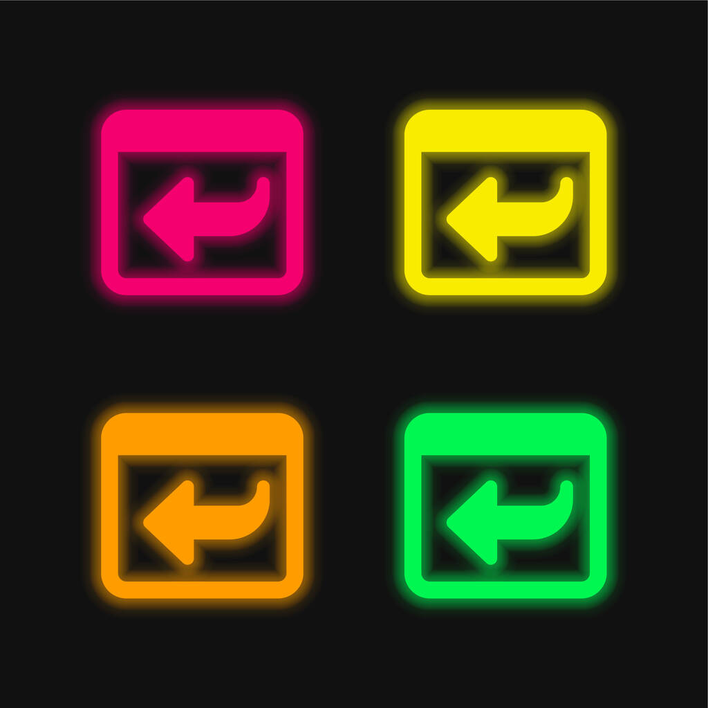 Retour quatre couleur brillant icône vectorielle néon - Vecteur, image
