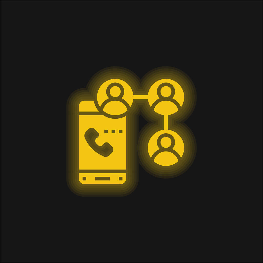 Audio yellow glowing neon icon - Vector, Image