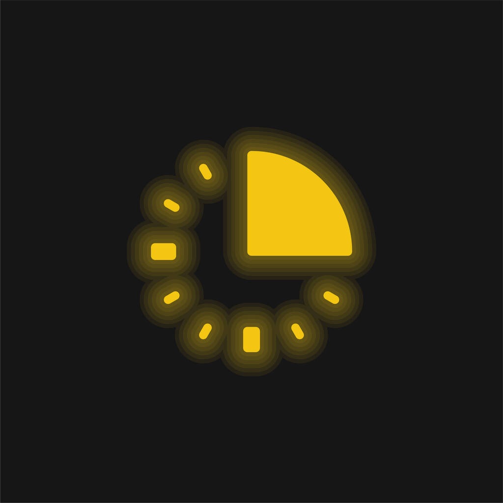 15 λεπτά κίτρινο λαμπερό νέον εικονίδιο - Διάνυσμα, εικόνα