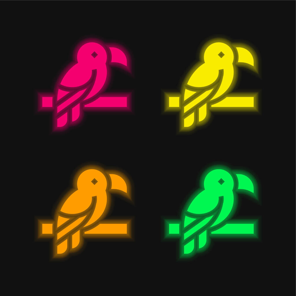 Птах чотири кольори, що світяться неоном Векторна піктограма
 - Вектор, зображення