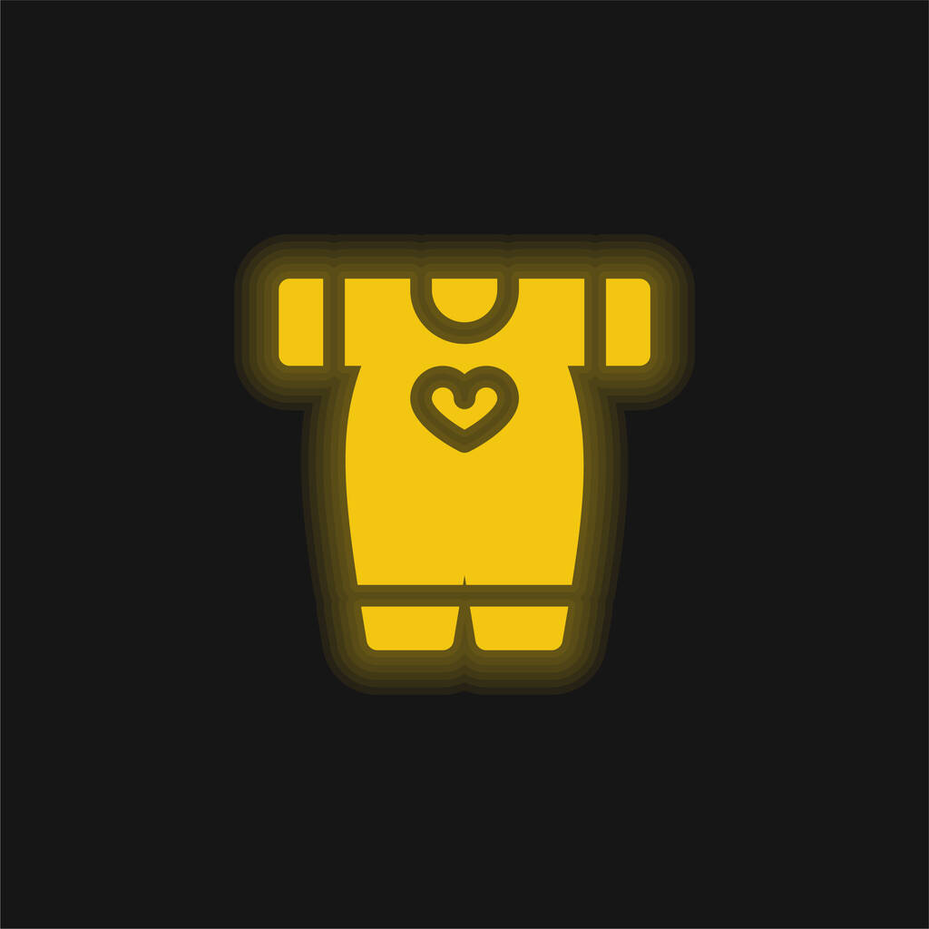 Bebek kıyafetleri sarı parlak neon ikon - Vektör, Görsel