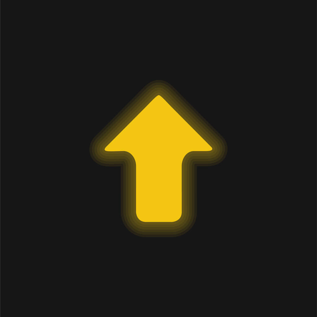 矢印は、黄色の輝くネオンアイコンを上に指す - ベクター画像