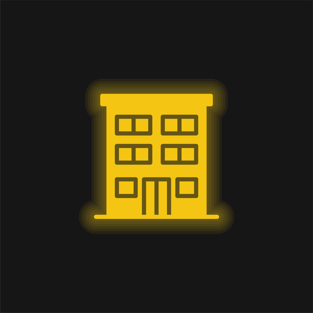 Appartement jaune brillant icône néon - Vecteur, image