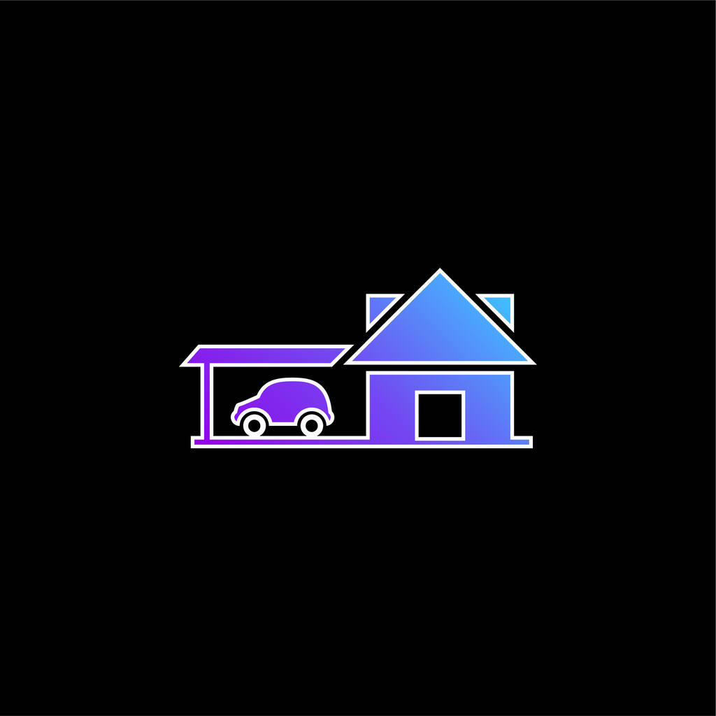 Big House With Car Garage blue gradient vector icon - Vector, Image