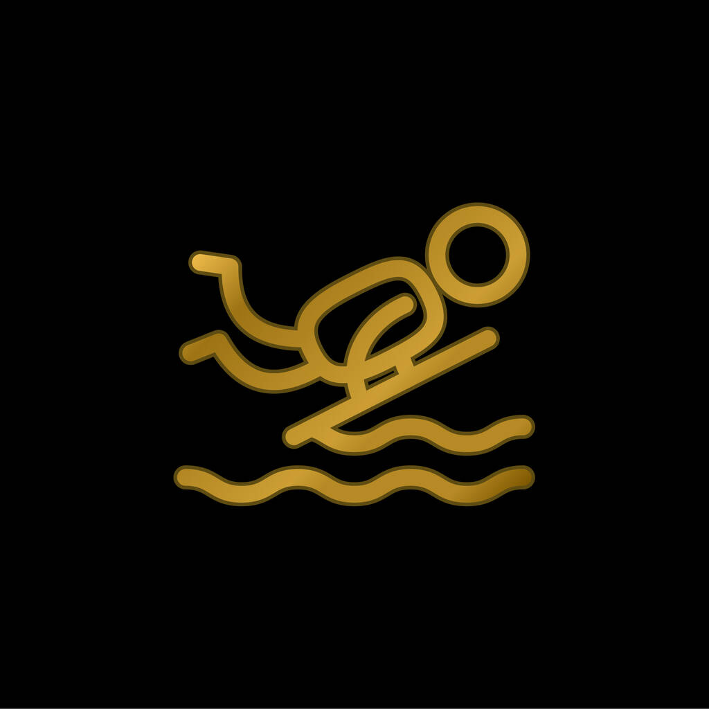 Bodyboard gold plated metalic icon or logo vector - Vector, Image
