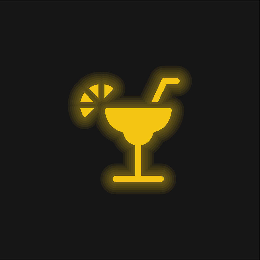 アルコール黄色の輝くネオンアイコン - ベクター画像