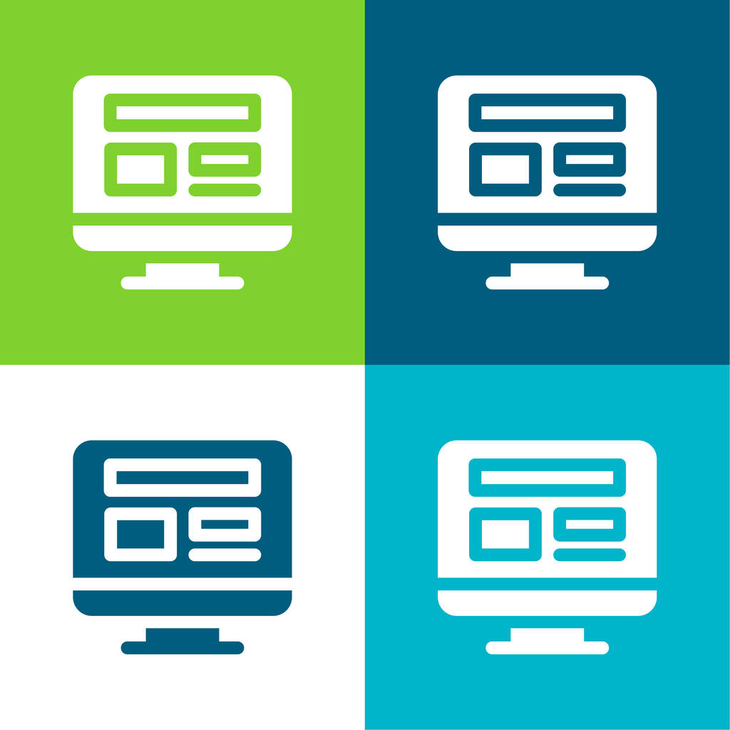 Blogowanie Płaskie cztery kolory minimalny zestaw ikon - Wektor, obraz