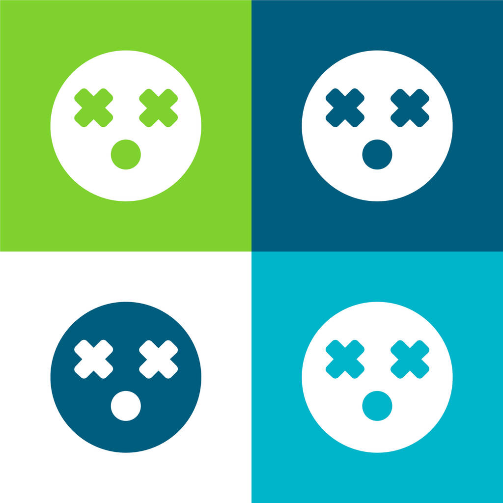 Blind Face Flat conjunto de iconos mínimo de cuatro colores - Vector, imagen
