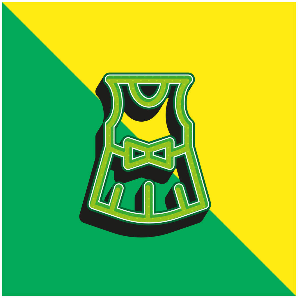 Vestido de bebê Verde e amarelo moderno logotipo vetor 3d ícone - Vetor, Imagem