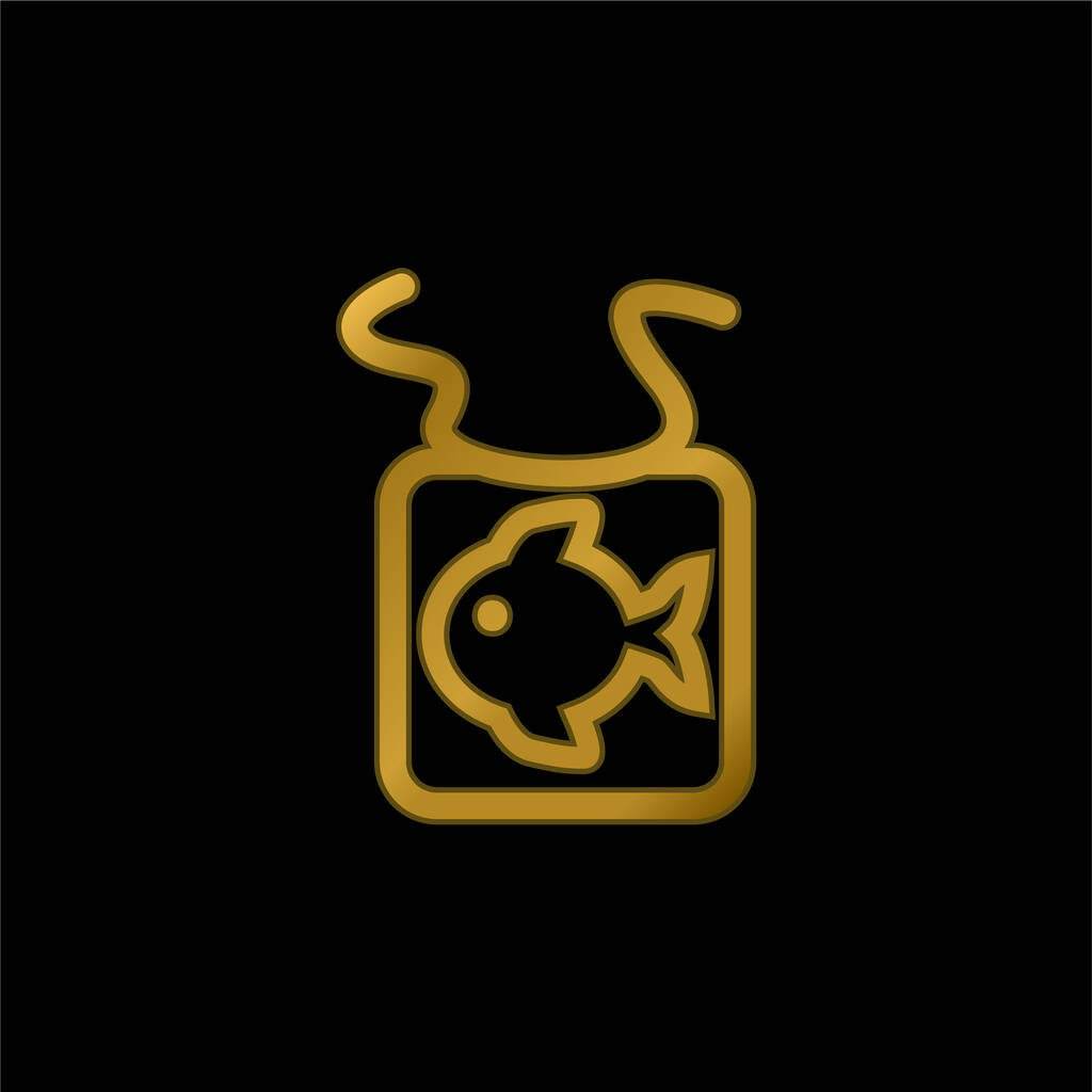 魚の金メッキ金属アイコンやロゴベクトルを持つベビービブ - ベクター画像