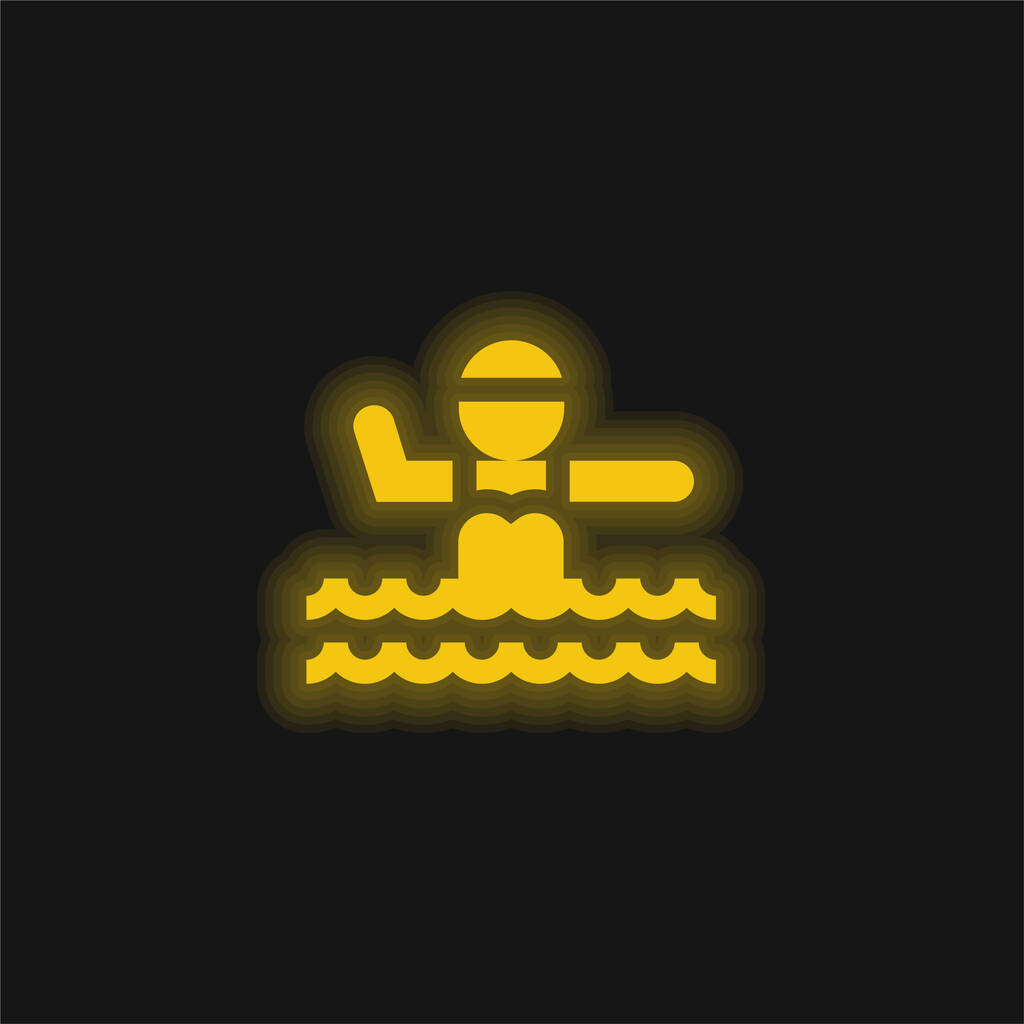 Aquagym yellow glowing neon icon - Vector, Image