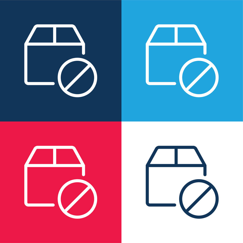 Blocked blue and red four color minimal icon set - Vector, Image