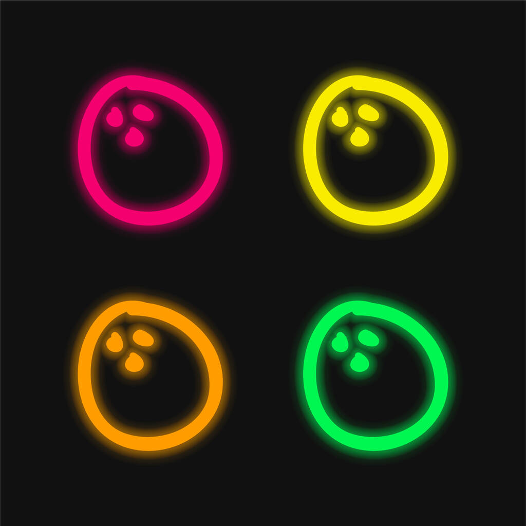 Ball Beach Entertainment Handgezeichnetes Spielzeug vier Farben leuchtende Neon-Vektor-Symbol - Vektor, Bild