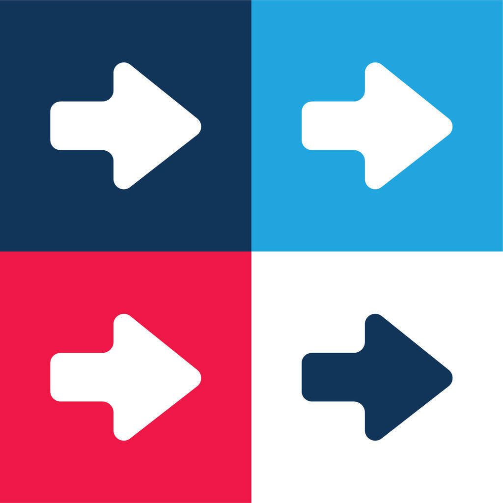 Flèche pointant vers la droite bleu et rouge quatre couleurs minimum jeu d'icônes - Vecteur, image