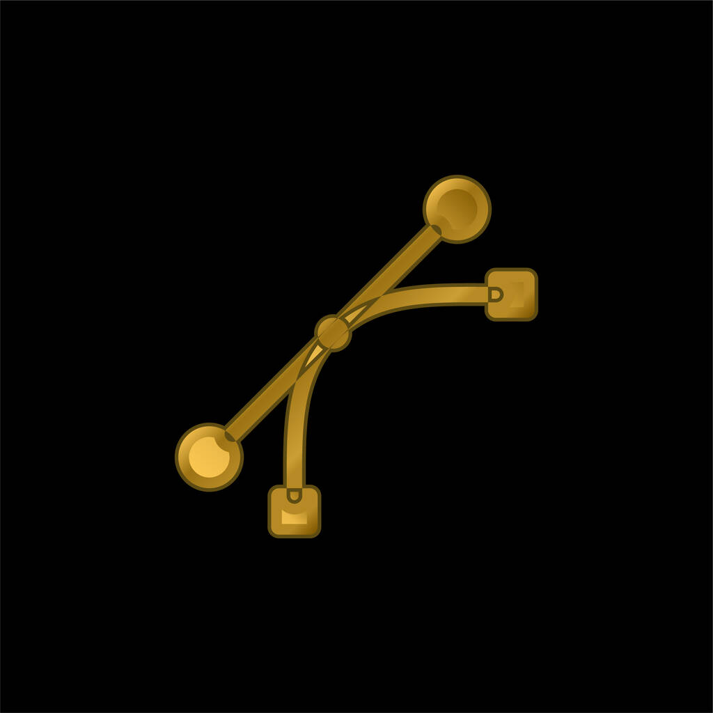 Bezier aranyozott fémbevonatú ikon vagy logó vektor - Vektor, kép