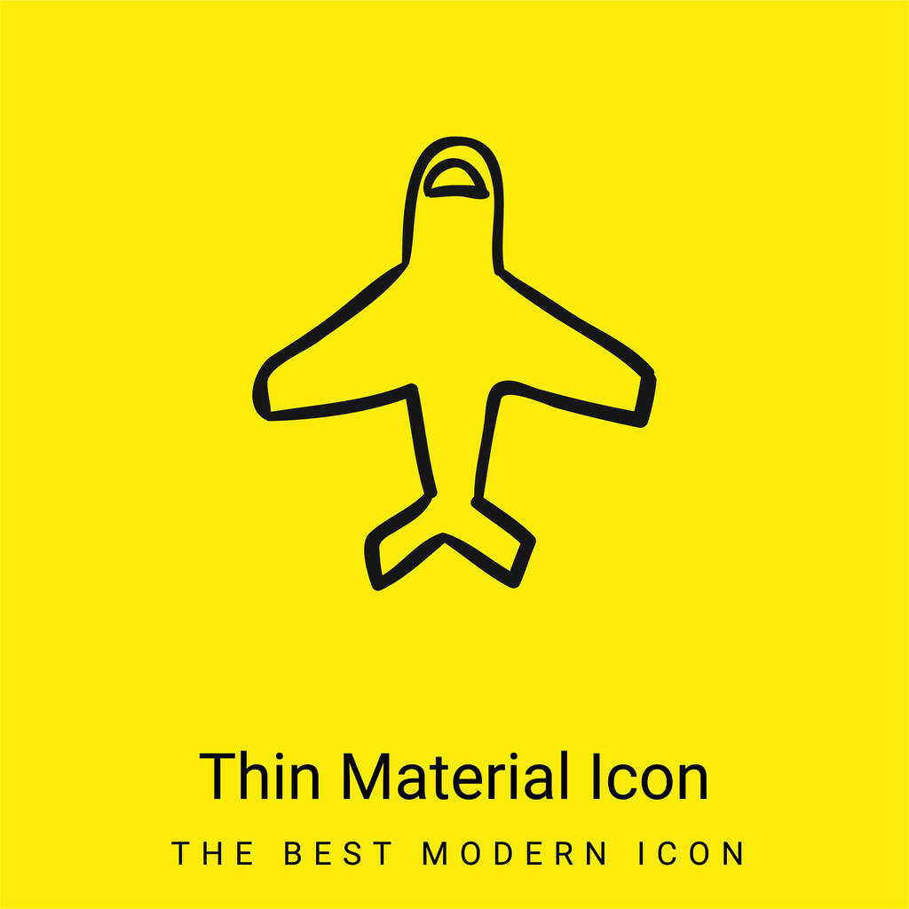 Esquema del avión Señalando hasta mínimo icono de material amarillo brillante - Vector, imagen