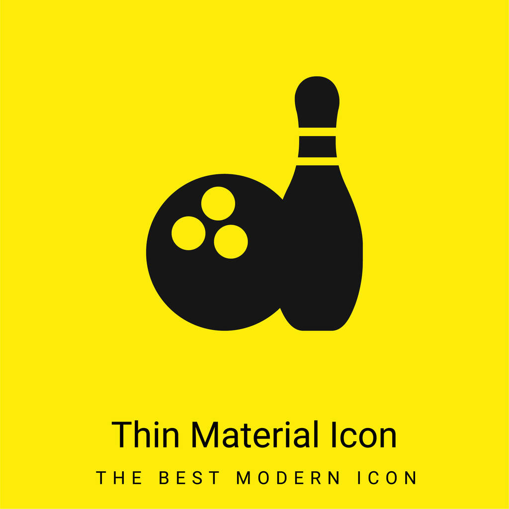 Bowling mínimo icono de material amarillo brillante - Vector, Imagen