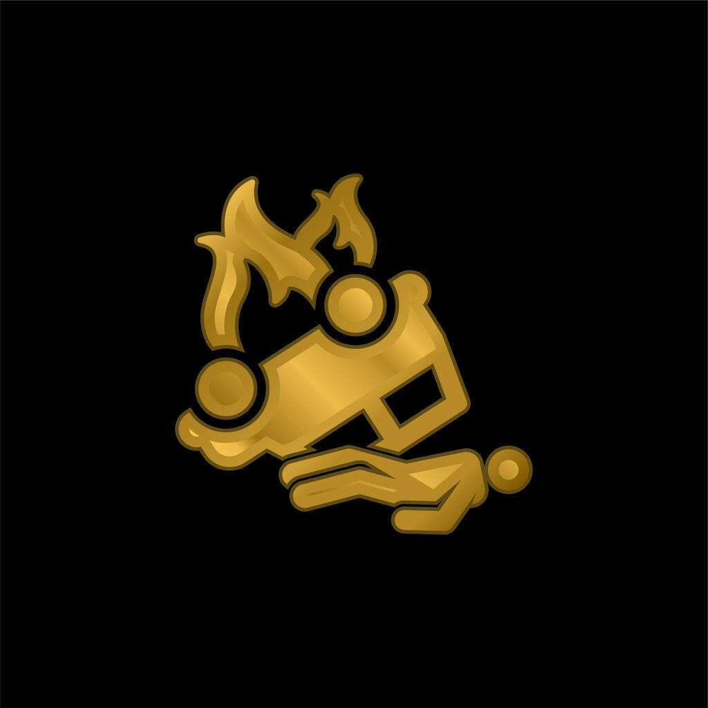 Acidente banhado a ouro ícone metálico ou vetor logotipo - Vetor, Imagem