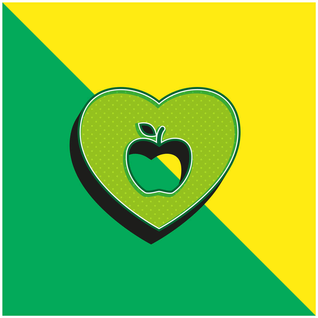 Apple Lover Zelené a žluté moderní 3D vektorové logo - Vektor, obrázek