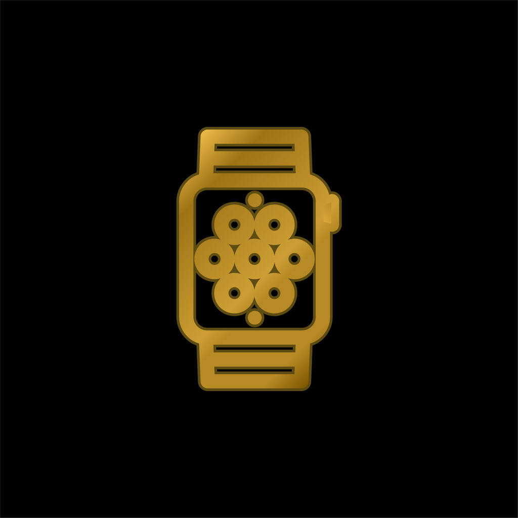 Apple Watchの金メッキの金属アイコンまたはロゴベクトル - ベクター画像