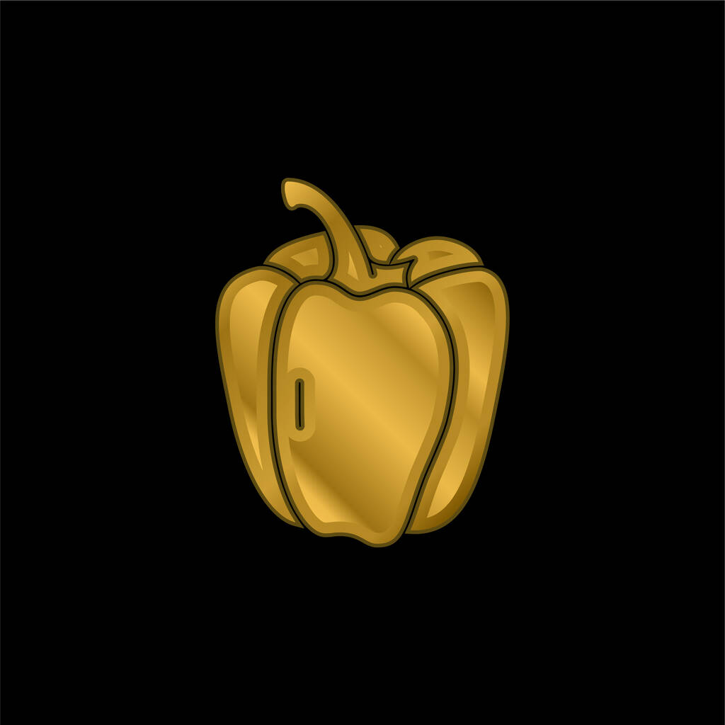 Bell Pepper gold plated metalic icon or logo vector - Vector, Image