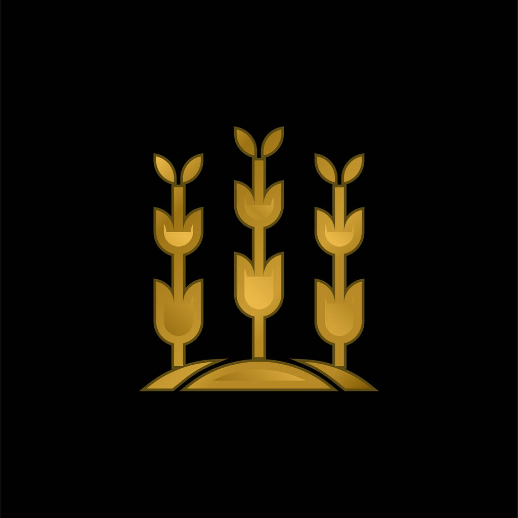 Pozlacená kovová ikona nebo vektor loga zemědělství - Vektor, obrázek