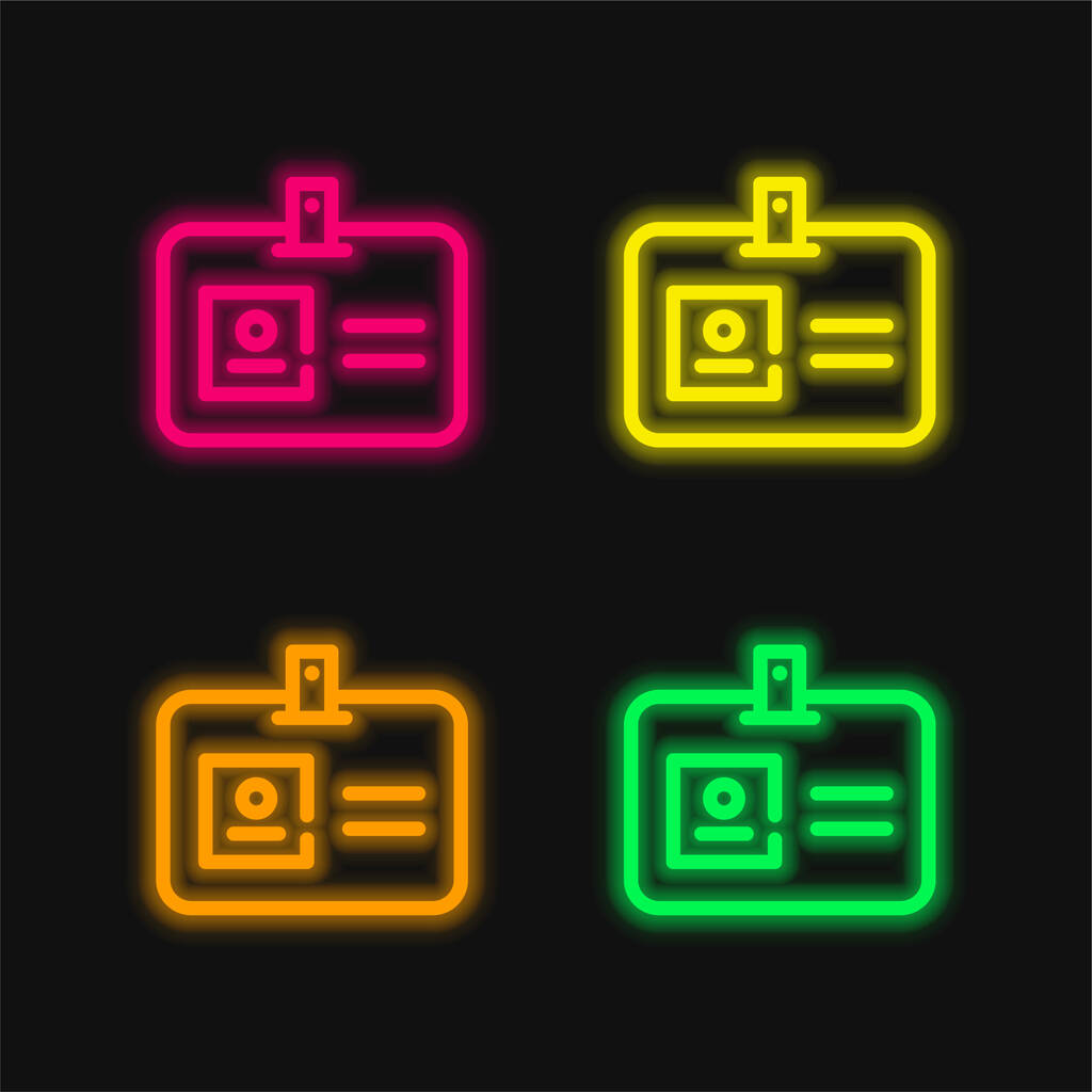 Κάρτα πρόσβασης τεσσάρων χρωμάτων λαμπερό εικονίδιο διάνυσμα νέον - Διάνυσμα, εικόνα