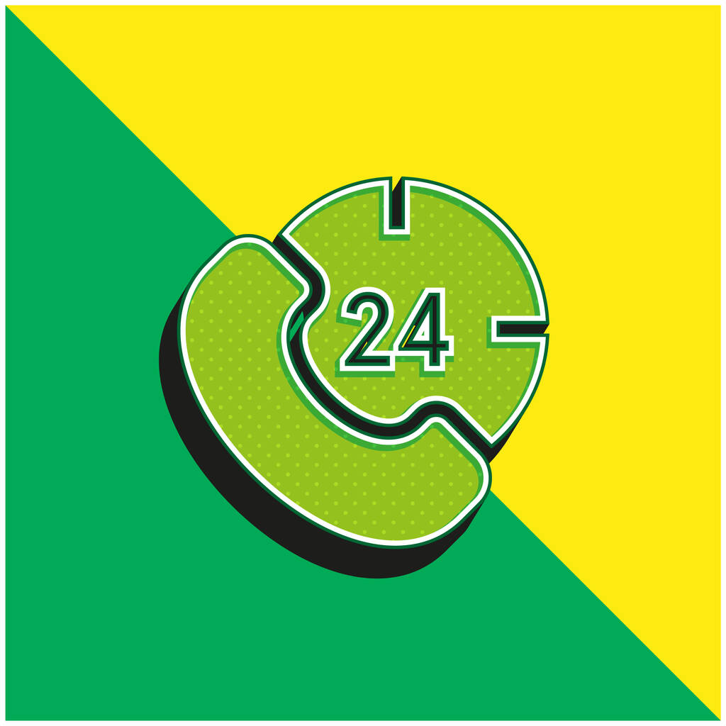 24時間緑と黄色の現代的な3Dベクトルアイコンのロゴ - ベクター画像