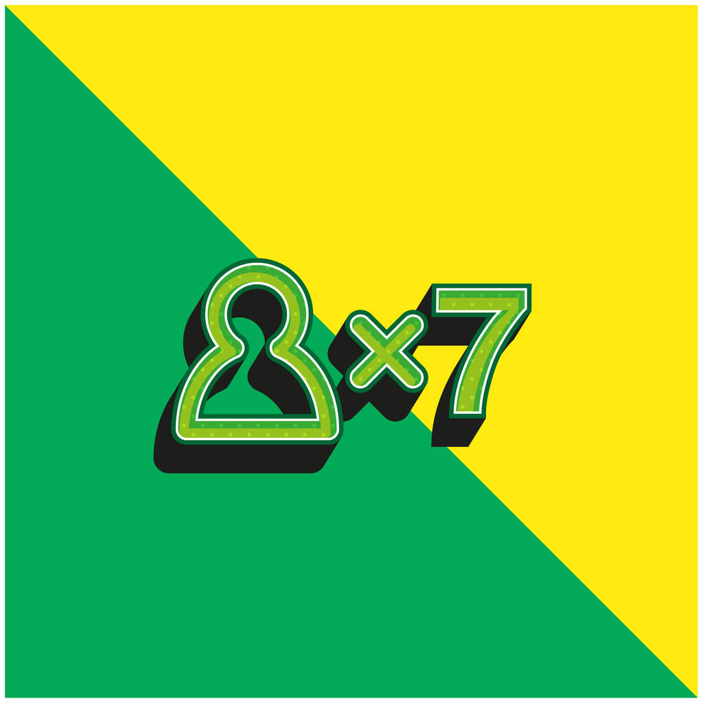 7 Kişi Sembolü Yeşil ve Sarı 3D vektör simgesi logosu - Vektör, Görsel