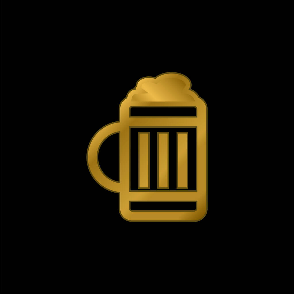 Bierglas vergoldet metallisches Symbol oder Logo-Vektor - Vektor, Bild