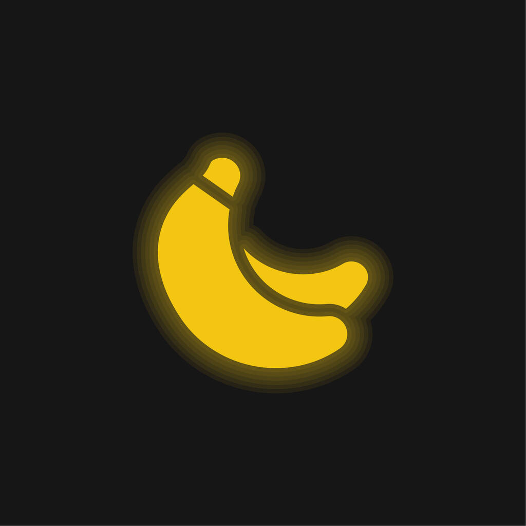 Ícone de néon brilhante amarelo banana - Vetor, Imagem