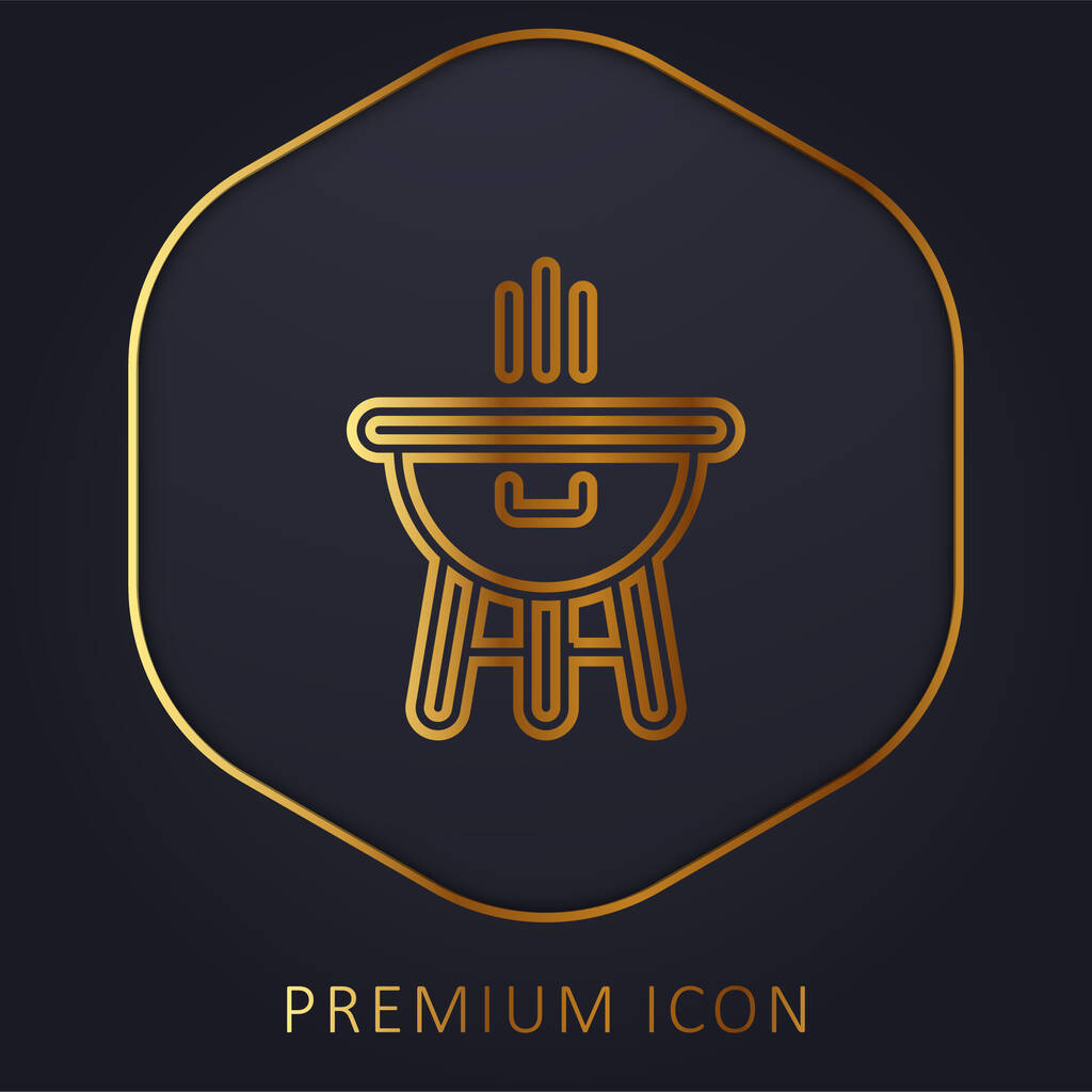 Złota linia Bbq logo premium lub ikona - Wektor, obraz