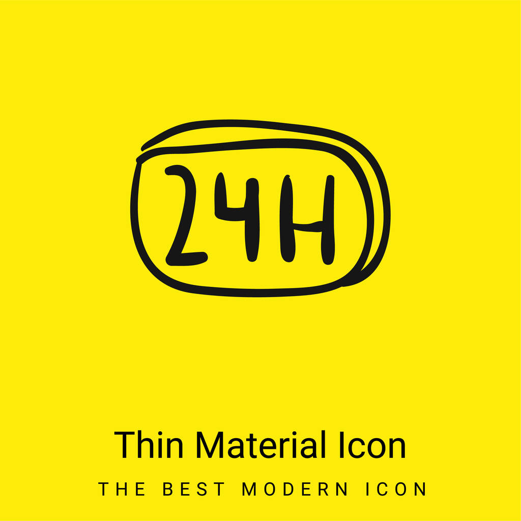 24 Hours Hand Drawn Commercial Signal minimal bright yellow material icon - Vector, Image