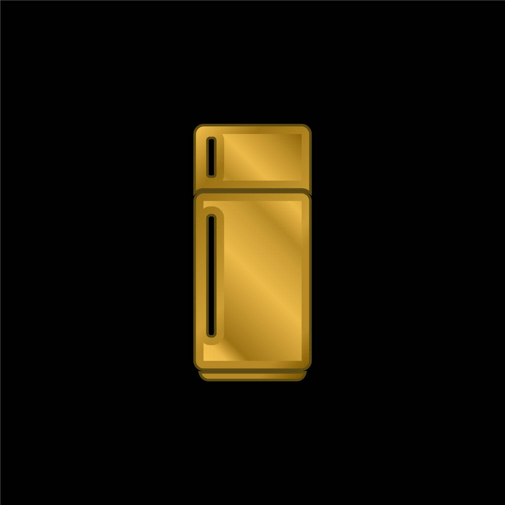Великий Холодильник Золота металева іконка або вектор логотипу
 - Вектор, зображення