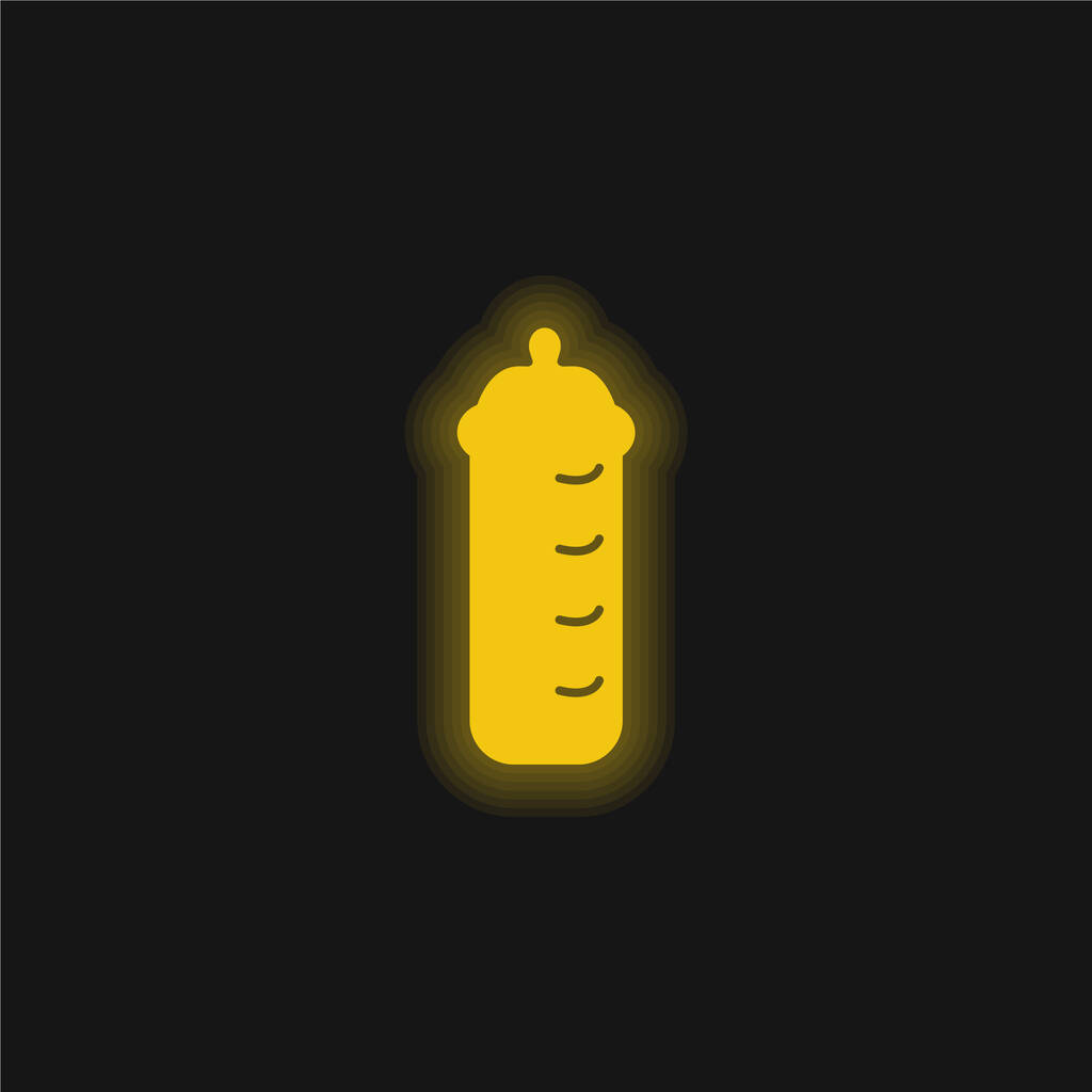 Babyflasche in schwarzer Version gelb leuchtendes Neon-Symbol - Vektor, Bild