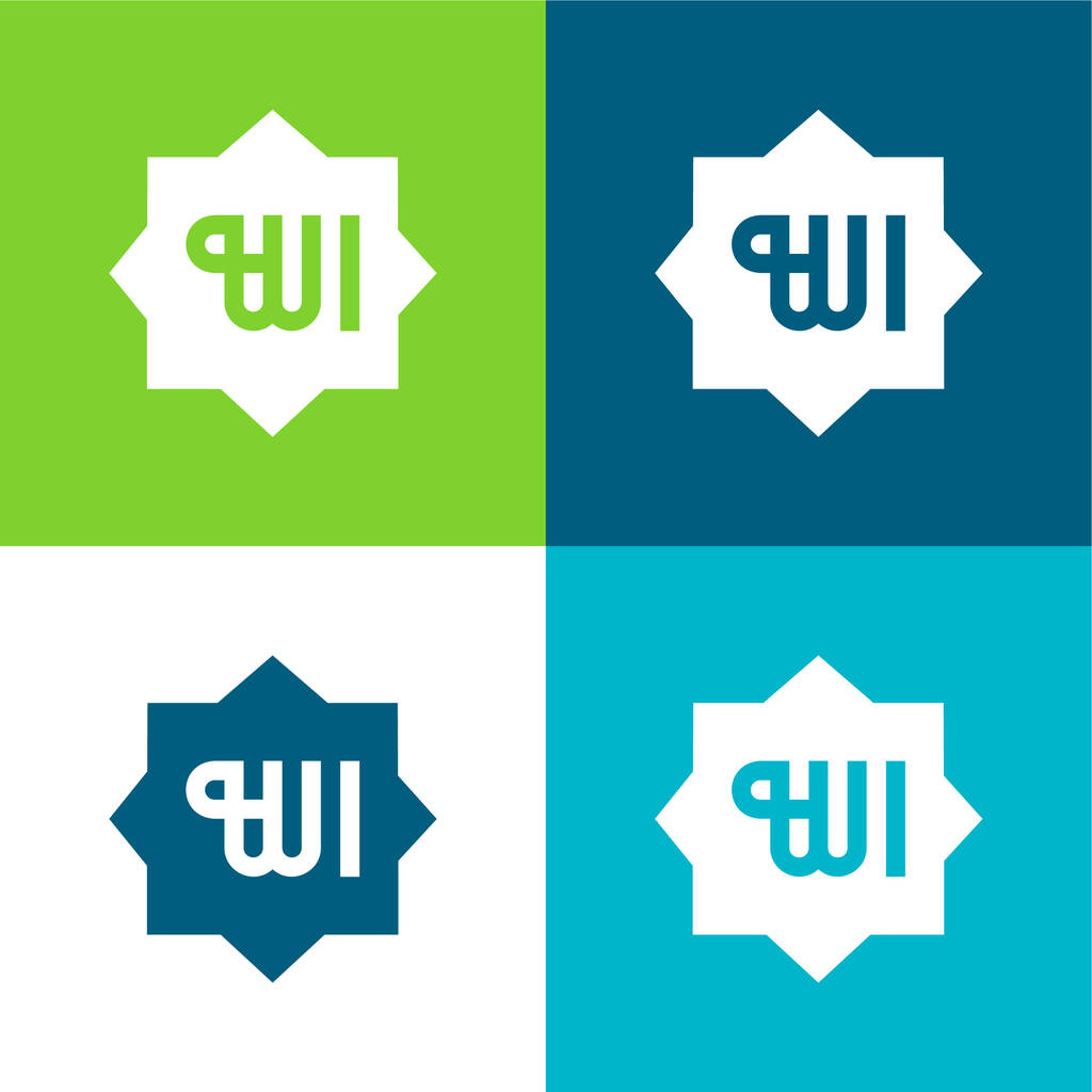 Conjunto de ícones mínimos de quatro cores de Allah Flat - Vetor, Imagem