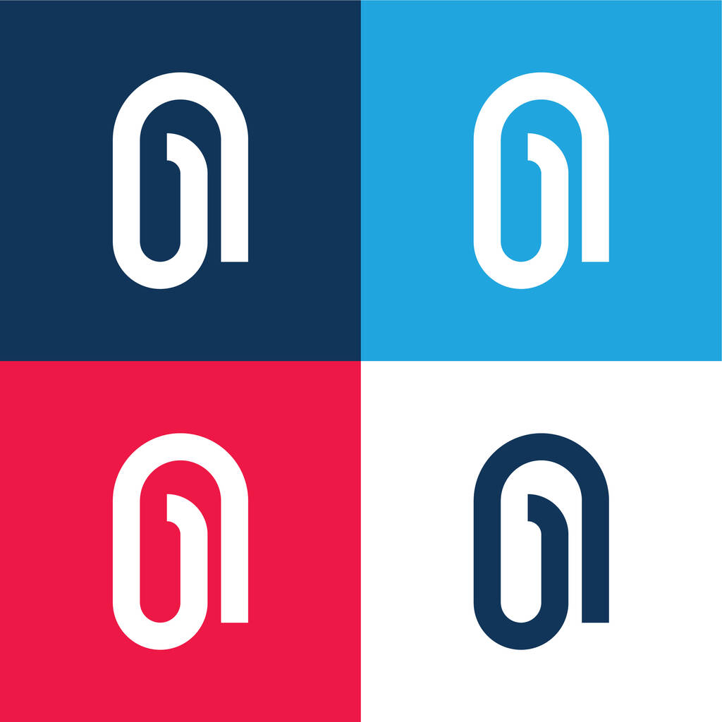 Attached blue and red four color minimal icon set - Vector, Image