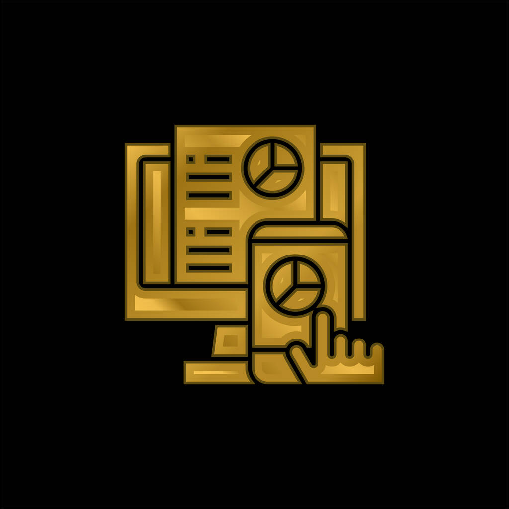 Análisis chapado en oro icono metálico o logo vector - Vector, imagen
