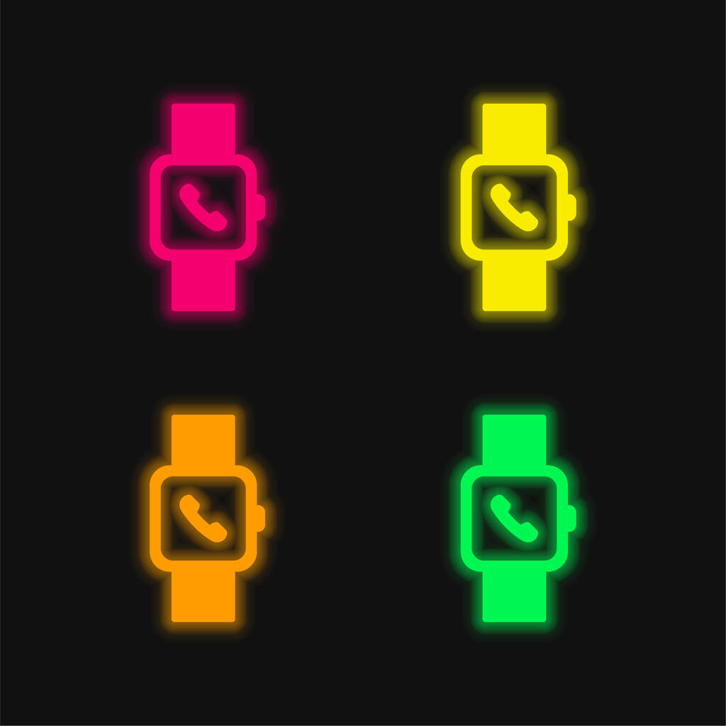 Apple Watch Чотири кольори світяться неонова векторна ікона - Вектор, зображення