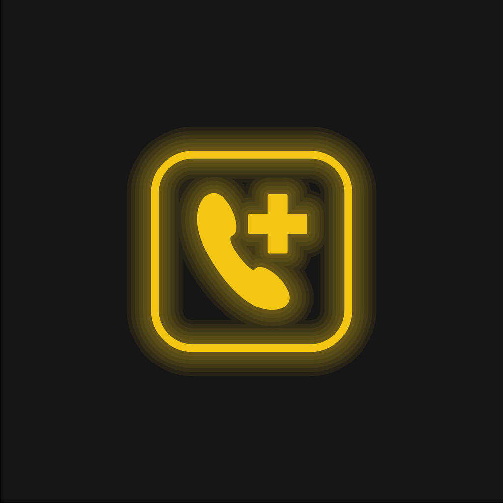 Add Call yellow glowing neon icon - Vector, Image