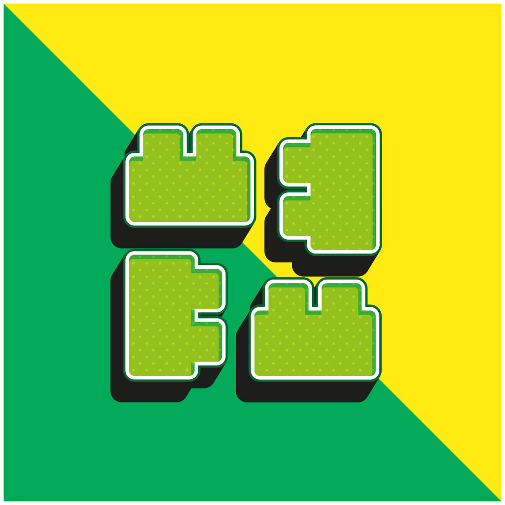 Блоки Зеленый и желтый современный 3D логотип векторной иконки - Вектор,изображение