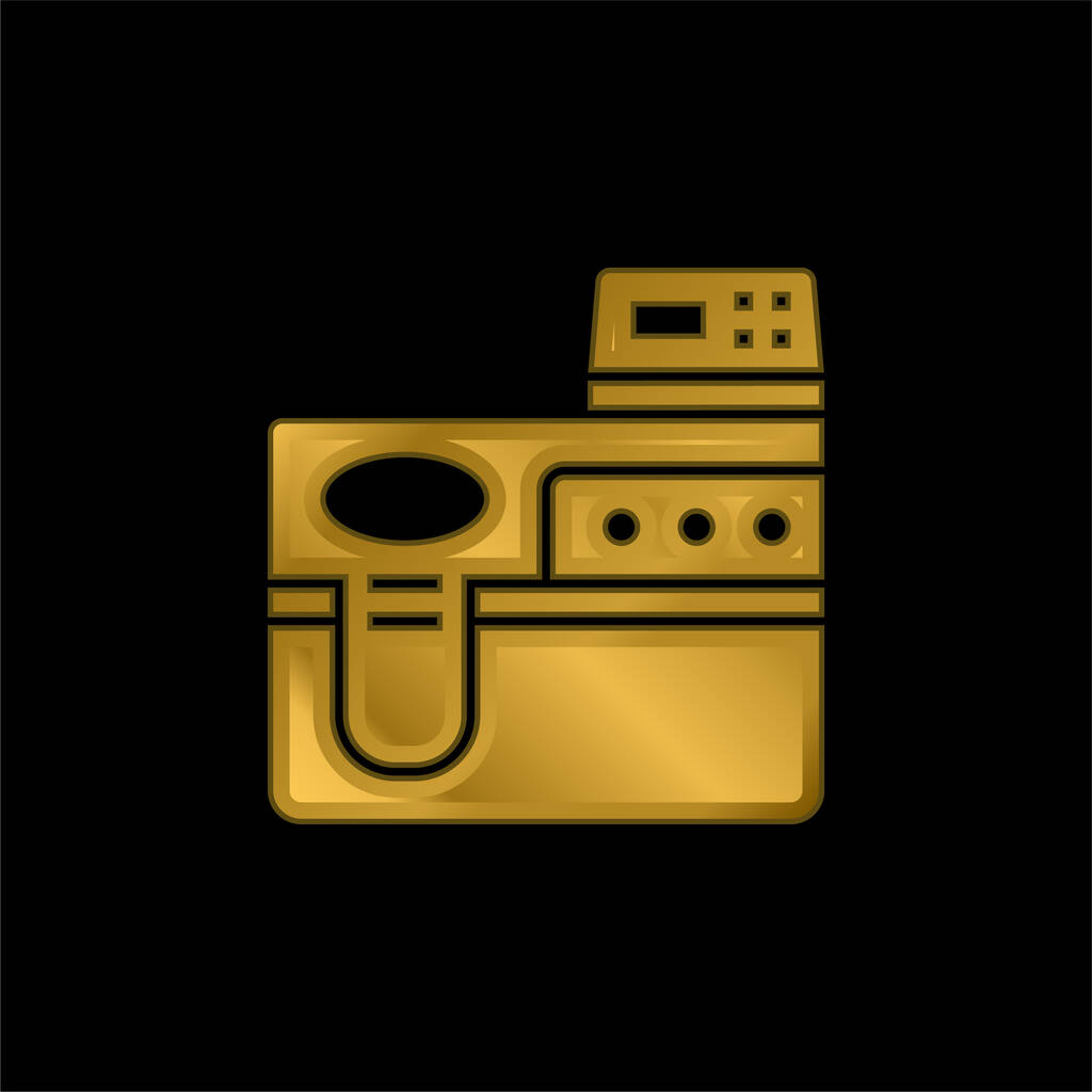 Biotechnologia złocona metaliczna ikona lub wektor logo - Wektor, obraz