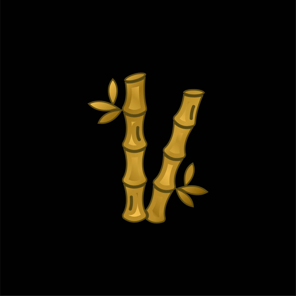 Bambú chapado en oro icono metálico o logo vector - Vector, imagen